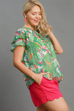 Load image into Gallery viewer, Roxie Mixed Print Ruffle Sleeve Top