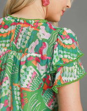 Load image into Gallery viewer, Roxie Mixed Print Ruffle Sleeve Top