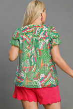 Load image into Gallery viewer, Roxie Mixed Print Ruffle Sleeve Top