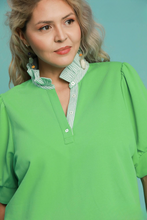 Load image into Gallery viewer, Reagan Puff Sleeve Ruffle Knit Top in Green Apple