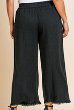 Load image into Gallery viewer, Restocked! Ashley Frayed Hem Linen Blend Pants in Black