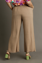 Load image into Gallery viewer, Ashley Frayed Hem Linen Blend Pants in Latte