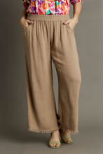 Load image into Gallery viewer, Ashley Frayed Hem Linen Blend Pants in Latte