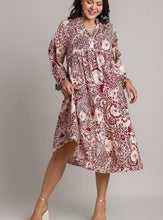 Load image into Gallery viewer, Willa Sangria and Cream Floral Midi