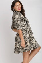 Load image into Gallery viewer, Elaine Black Mix Print A-Line Dress