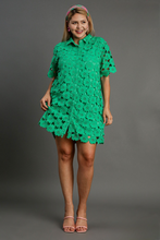 Load image into Gallery viewer, Skylar Green Floral Lace Shirt Dress