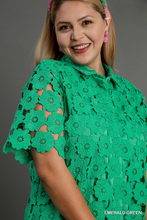 Load image into Gallery viewer, Skylar Green Floral Lace Shirt Dress