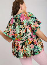 Load image into Gallery viewer, Phoebe Tropical Print Babydoll Top