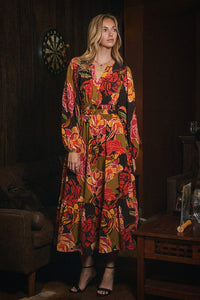 Kesha Floral Tiered Midi Dress