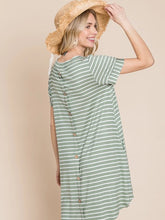 Load image into Gallery viewer, Evelyn Button Back Striped T-Shirt Dress