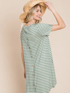 Evelyn Button Back Striped T-Shirt Dress