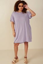 Load image into Gallery viewer, Brittany Puff Sleeve French Terry Knit Dress in Lilac