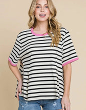 Load image into Gallery viewer, Selena Pink Trim Striped Top