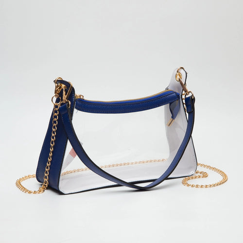 Royal Blue Trimmed Clear Bag