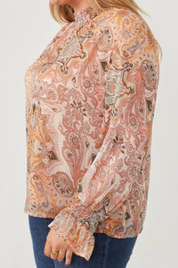 Sarah Paisley Print Smock Detail Chiffon Top