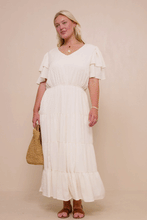 Load image into Gallery viewer, Milly Shadow Stripe Layered Sleeve Tiered Dress