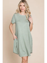 Load image into Gallery viewer, Evelyn Button Back Striped T-Shirt Dress