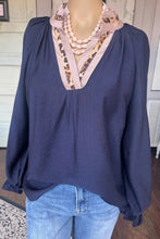 Load image into Gallery viewer, Charlie Leopard Trim Puff Sleeve Top