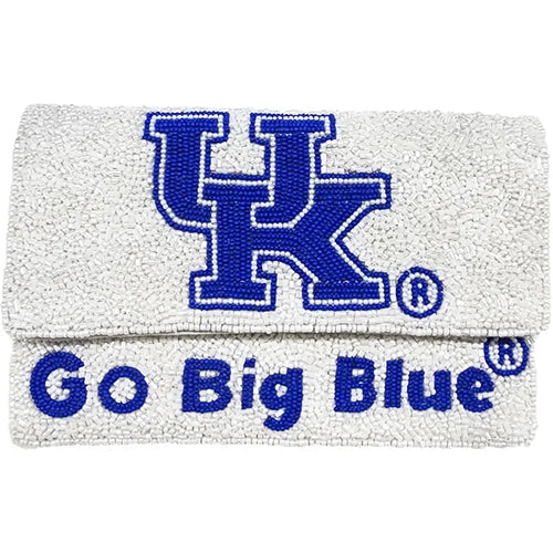 UK Go Big Blue Beaded Mini Clutch Crossbody
