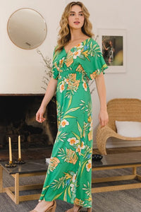 Elizabeth Green Floral Smocked Maxi Dress - FINAL SALE