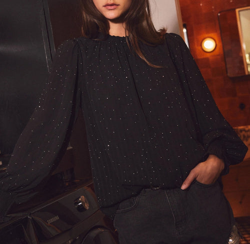 Maggie Metallic Dot Chiffon Top