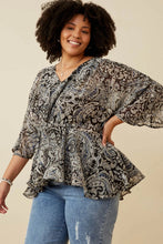 Load image into Gallery viewer, Ophelia Paisley Print Dolman Peplum Top