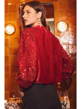 Load image into Gallery viewer, Melanie Velvet Sequin Top in Black or Red