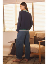 Load image into Gallery viewer, Marla Mock Neck Striped Trim Top