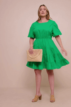 Load image into Gallery viewer, Sadie Bow Back Puff Sleeve Poplin Dress