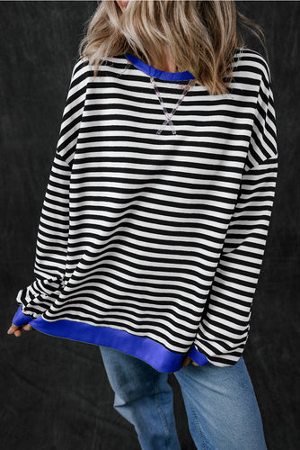 Sammie Striped Color Block Oversized Sweatshirt