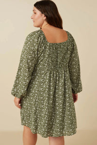 Haley Ditsy Floral Tie Front Smocked Back Dress