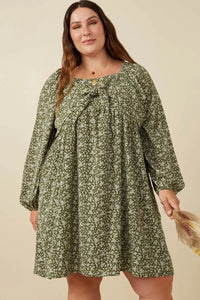 Haley Ditsy Floral Tie Front Smocked Back Dress
