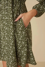 Load image into Gallery viewer, Haley Ditsy Floral Tie Front Smocked Back Dress