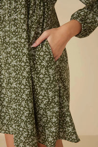Haley Ditsy Floral Tie Front Smocked Back Dress