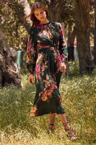 Eva Fall Floral Midi Dress