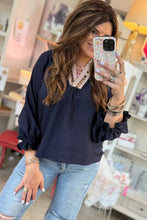 Load image into Gallery viewer, Charlie Leopard Trim Puff Sleeve Top