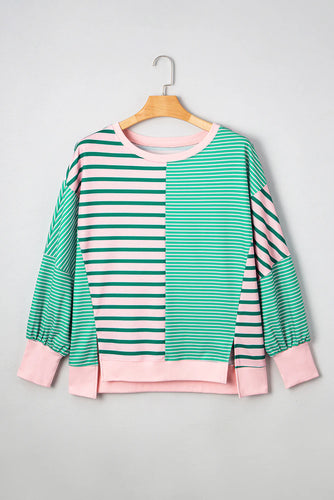Melanie Green Stripe Color Block Sweatshirt