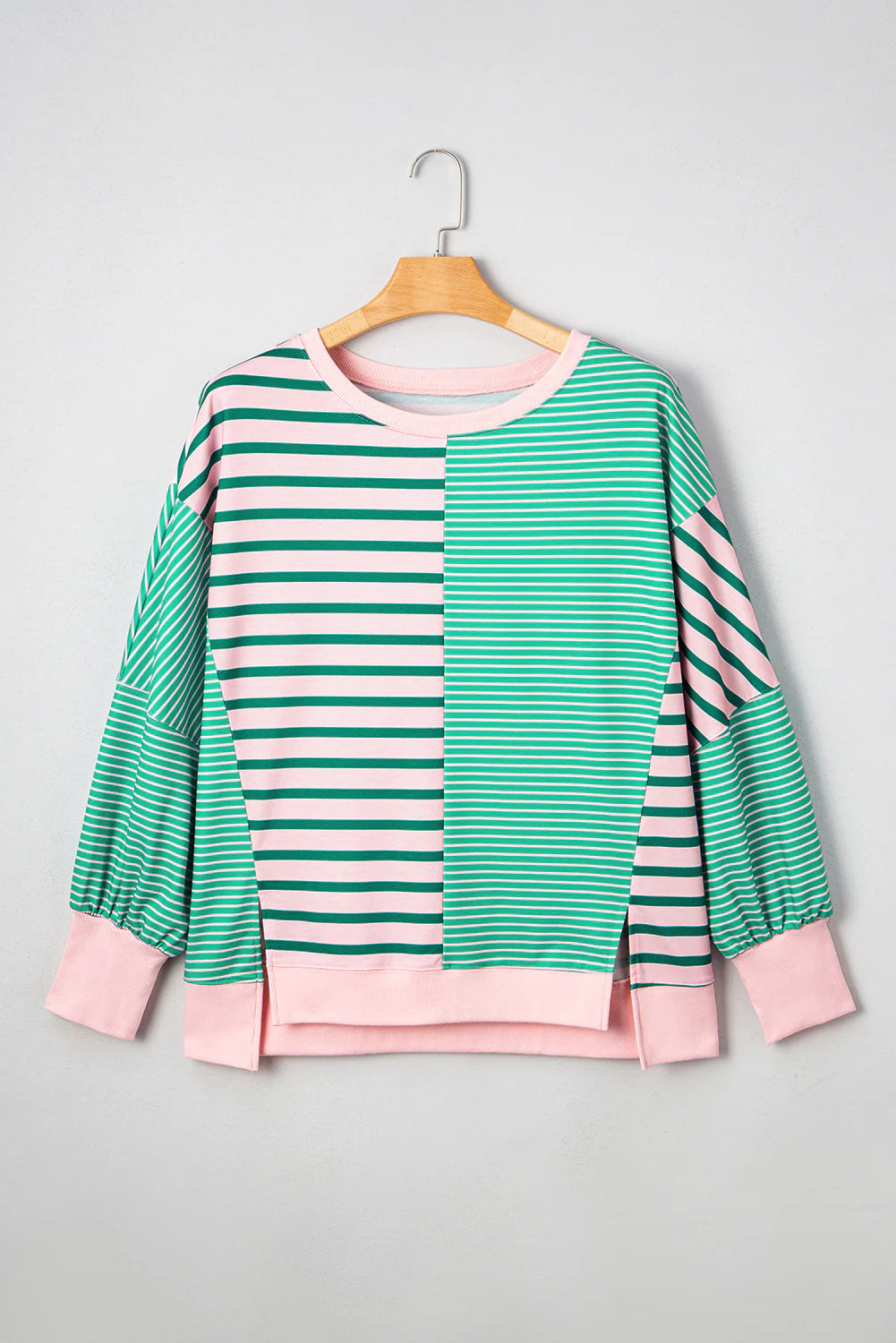 Melanie Green Stripe Color Block Sweatshirt