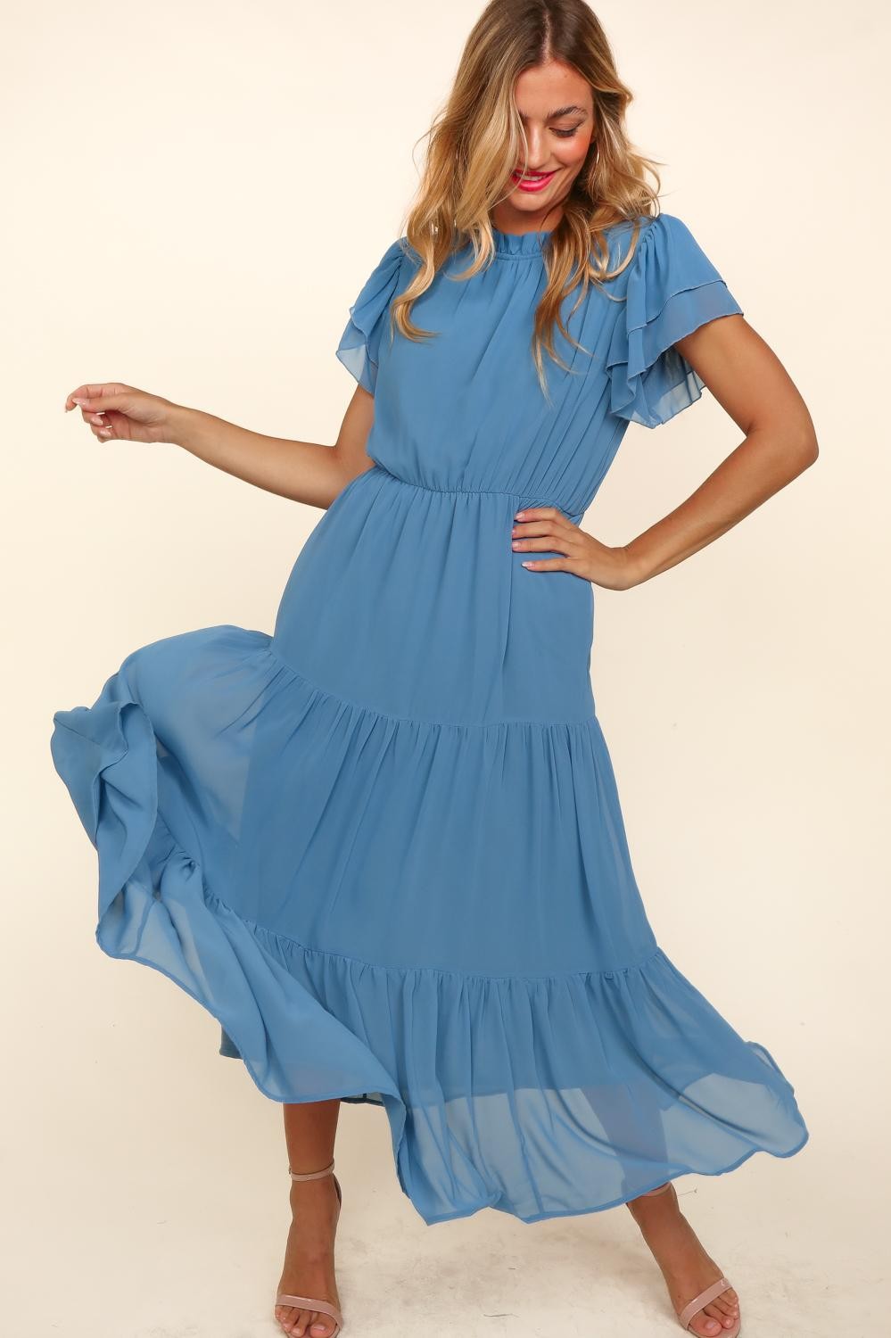 Jordan Plus Size Flutter Sleeve Maxi Dress – The Fluffy Flamingo