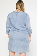 Load image into Gallery viewer, Gracie Washed Denim Shift Dress
