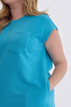 Load image into Gallery viewer, Noelle Textured Short Sleeve Dress in Aqua
