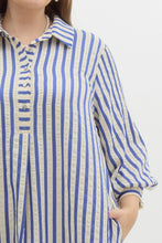 Load image into Gallery viewer, Doris Blue Striped Seersucker Dress