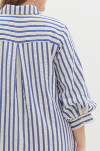 Doris Blue Striped Seersucker Dress