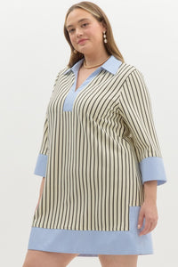 Bella Striped Collared V-Neck Dress