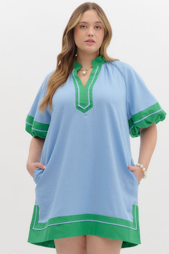 Brinley Linen Blend Colorblock Dress