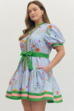 Load image into Gallery viewer, Sasha Blue Floral Belted Dress