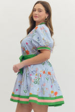 Load image into Gallery viewer, Sasha Blue Floral Belted Dress