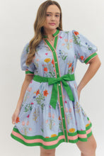 Load image into Gallery viewer, Sasha Blue Floral Belted Dress