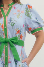 Load image into Gallery viewer, Sasha Blue Floral Belted Dress