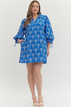 Load image into Gallery viewer, Emily Cerulean Blue Floral Dress